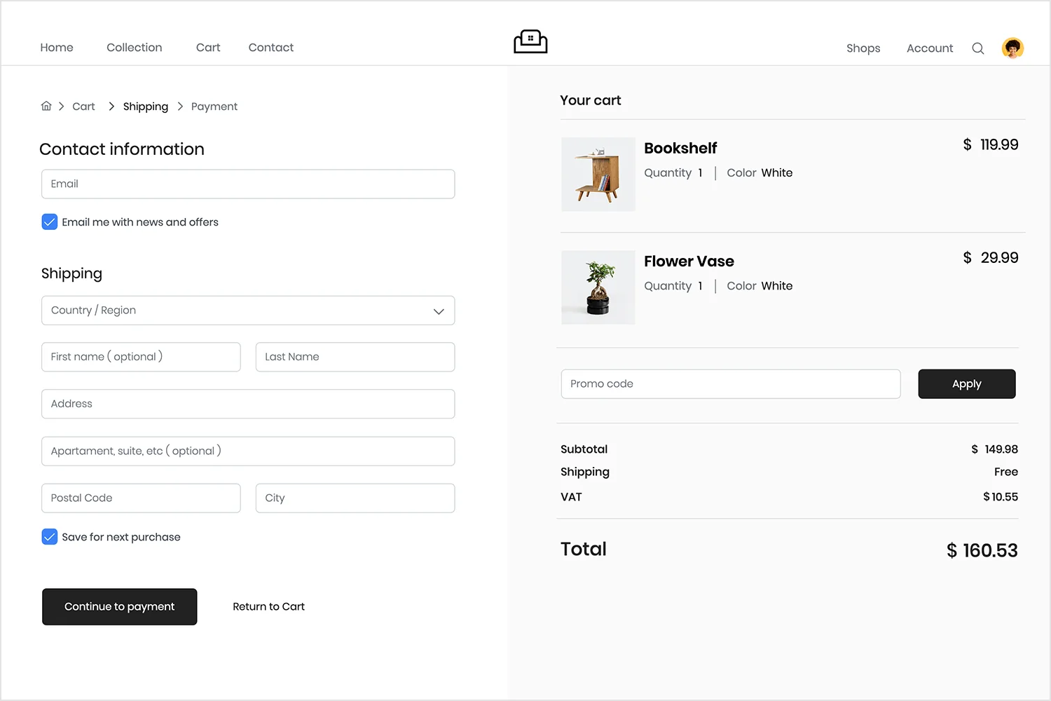 E-commerce Form
